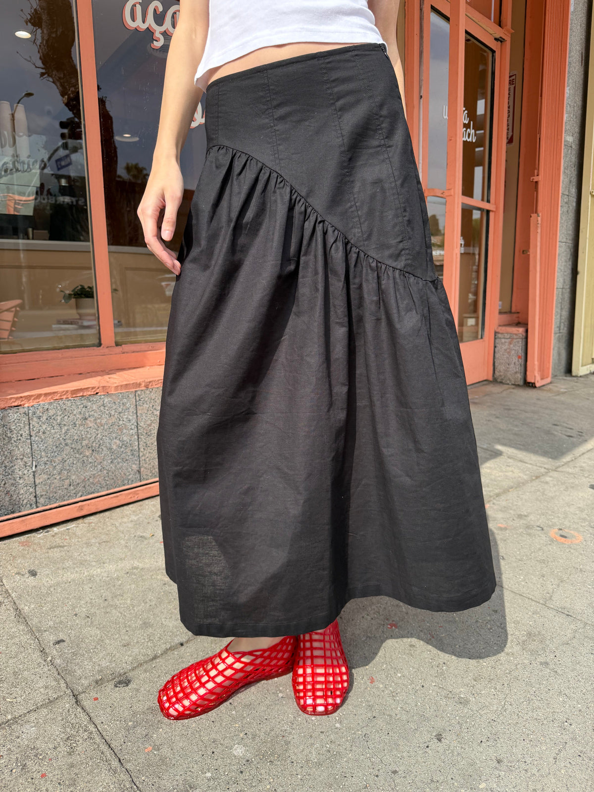 Maeve Midi Skirt - Black Linen - 2