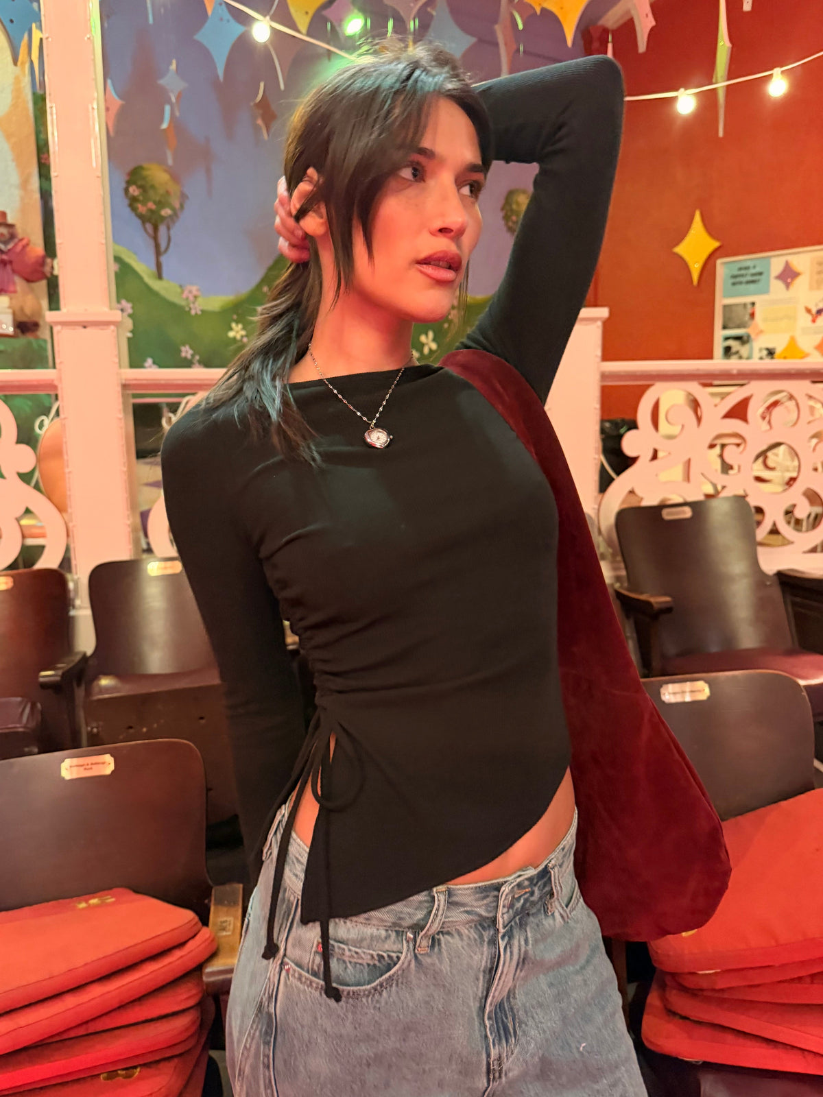 Emma Long Sleeve Top - Black Rib - 2