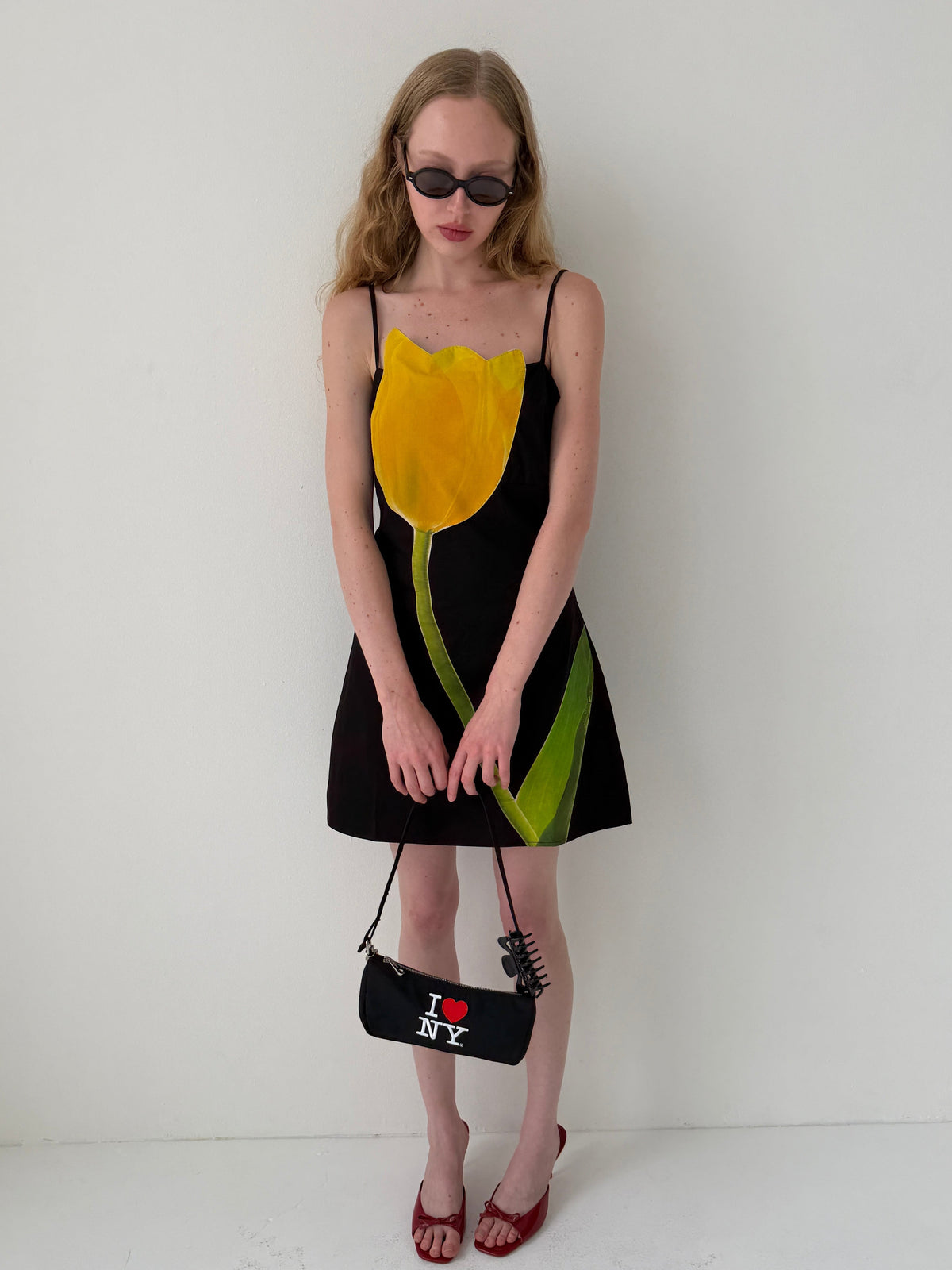 Tulip Appliqué Dress - Black - 3