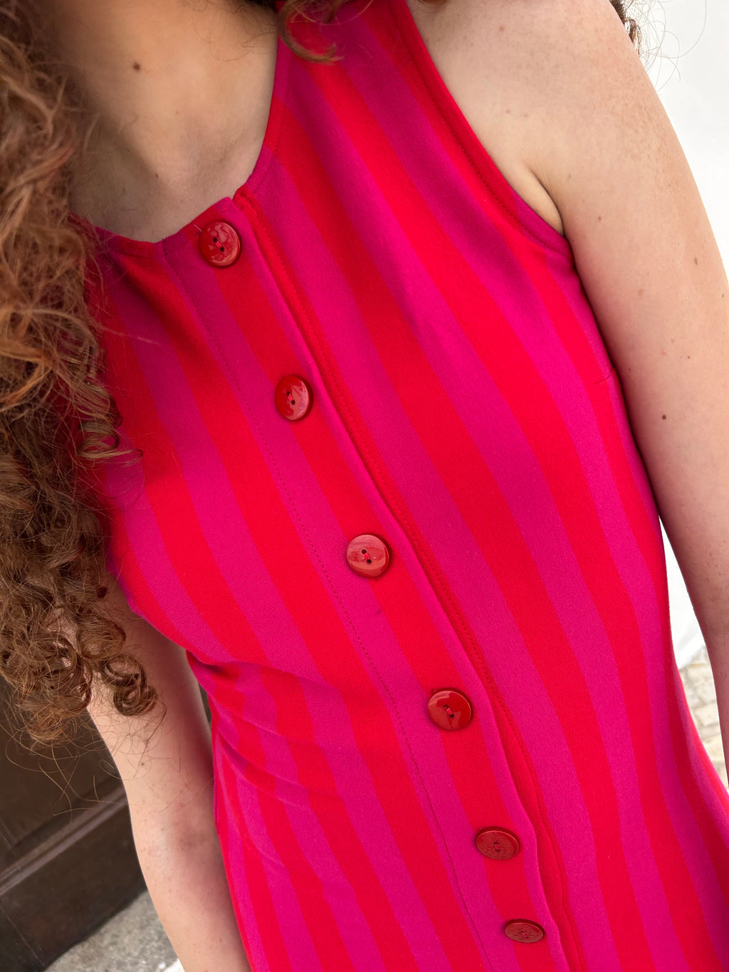 Manon Midi Dress - Raspberry Stripe - 7