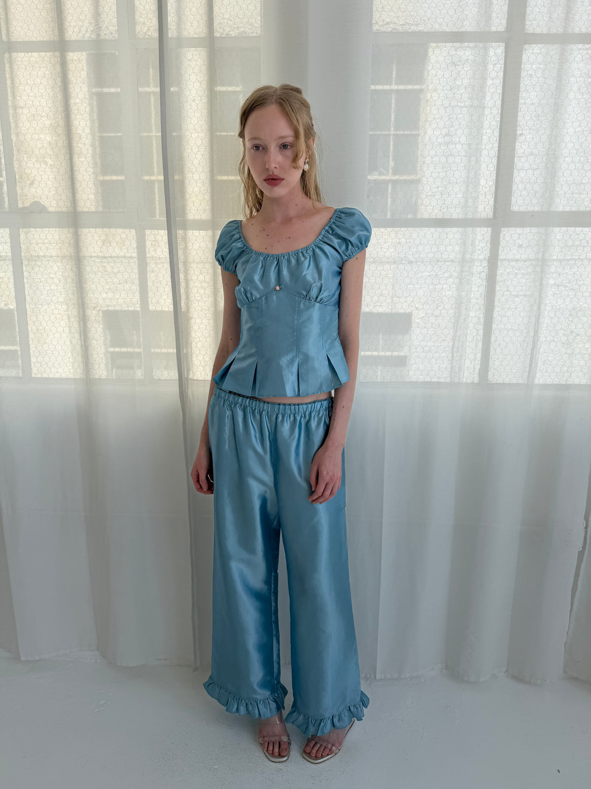 Liora Ruffle Pant - Venetian Blue - 9