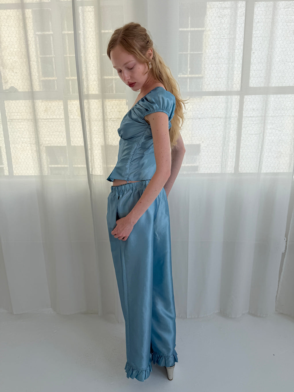Liora Ruffle Pant - Venetian Blue - 8