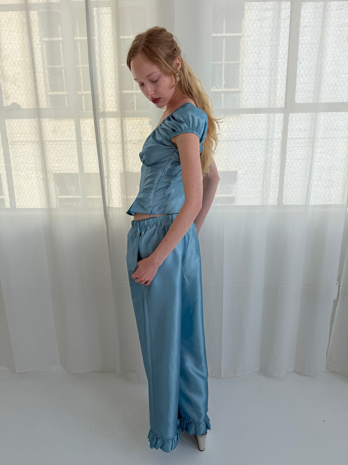 Liora Ruffle Pant - Venetian Blue - 8