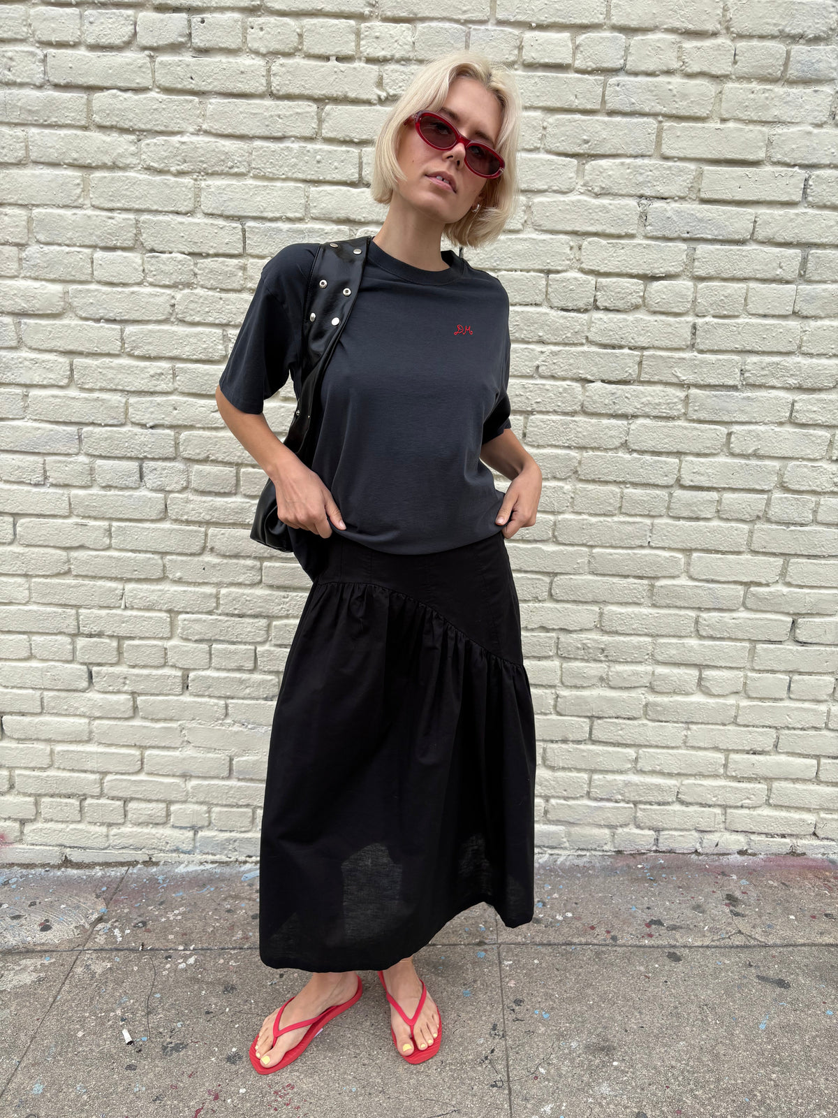 Maeve Midi Skirt - Black Linen - 3