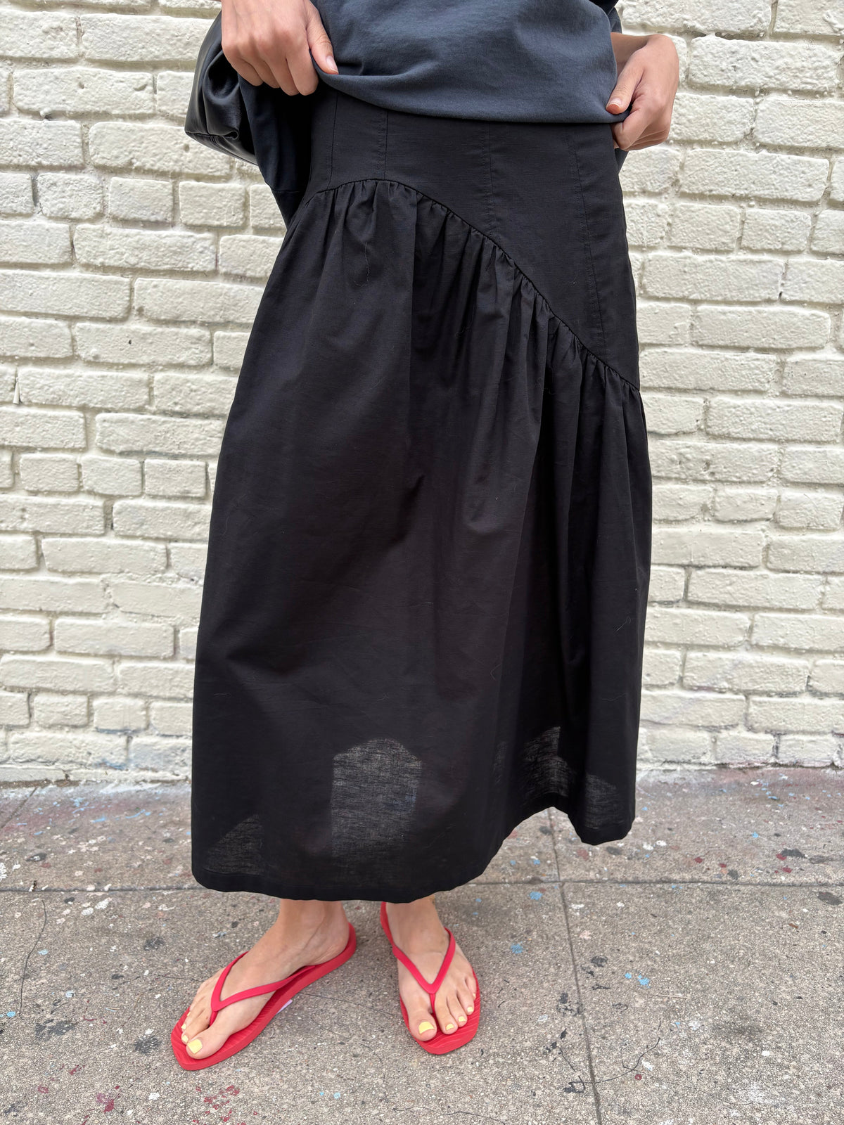 Maeve Midi Skirt - Black Linen - 5