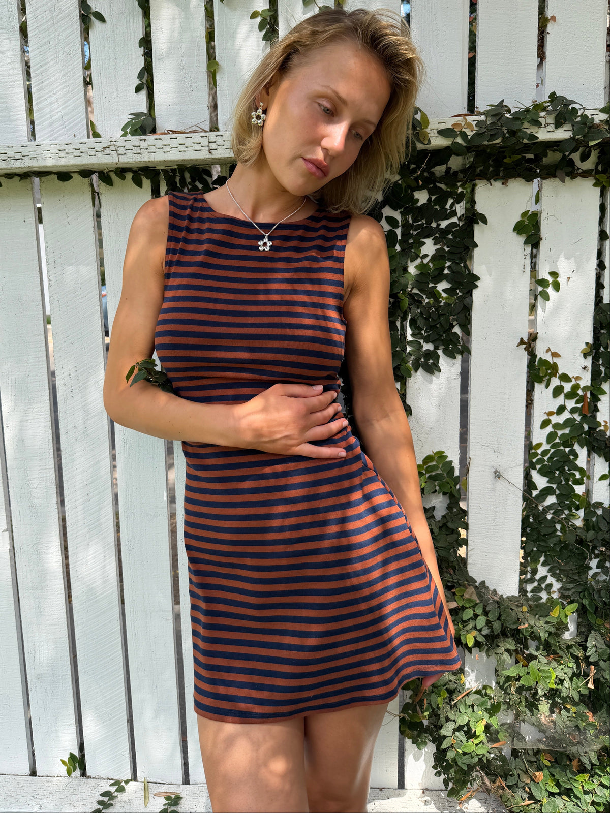 Cindy Dress - Tobacco Stripe - 5