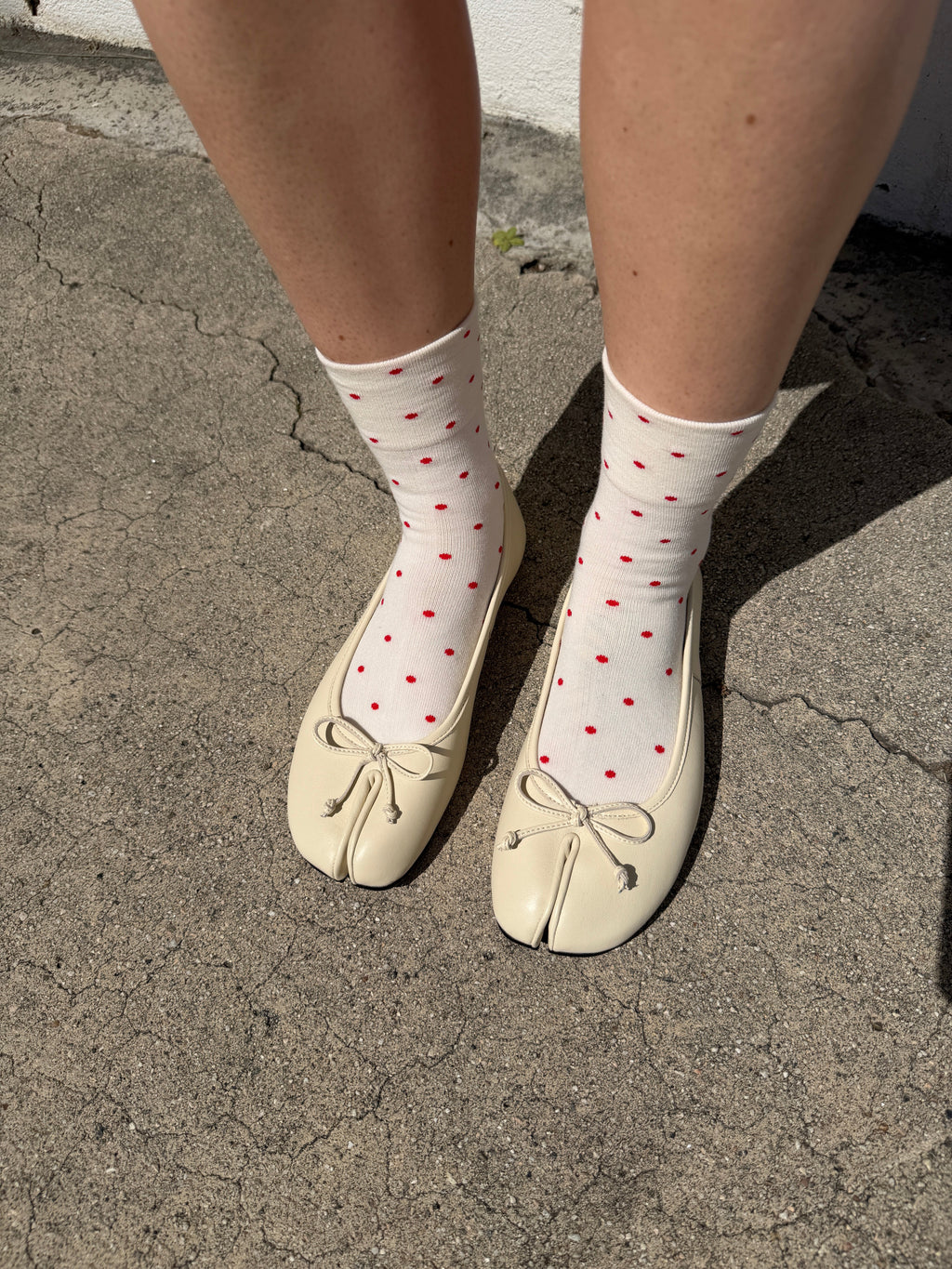 Patterned Sneaker Socks - Cream Red - 4