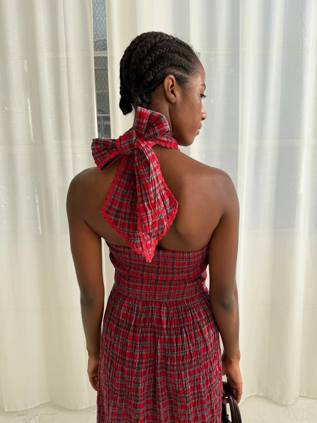 Mia Midi Dress - Red Check - 6