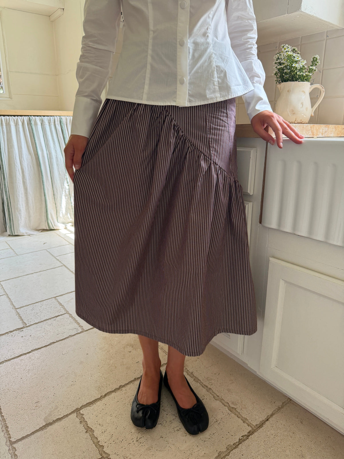 Maeve Midi Skirt - Saddle Stripe - 5
