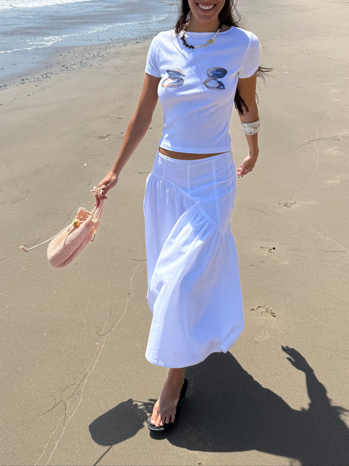 Maeve Midi Skirt - White Linen - 4