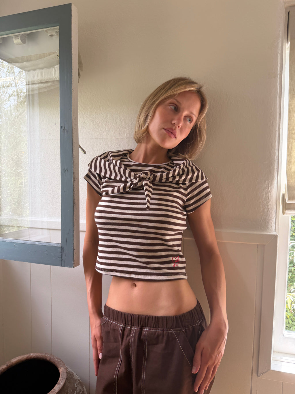 Jude Handkerchief Top - Chocolate Stripe - 7