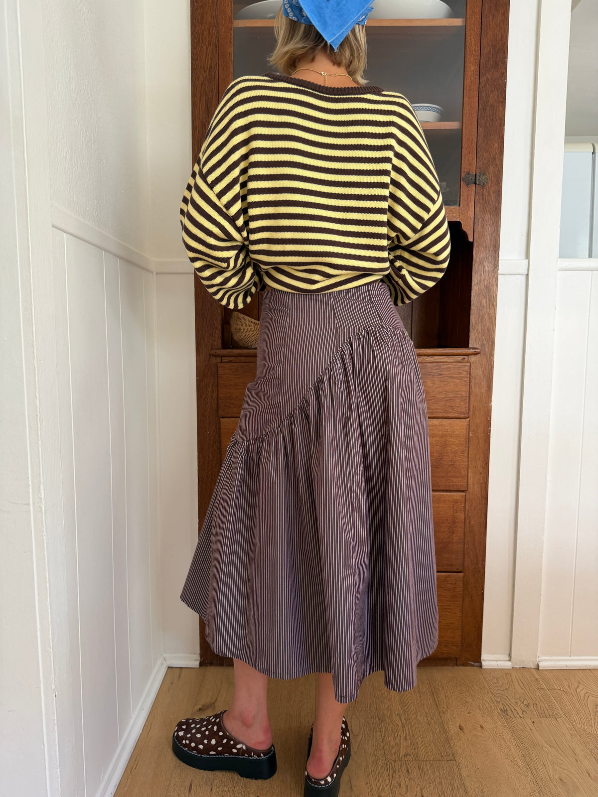 Maeve Midi Skirt - Saddle Stripe - 11
