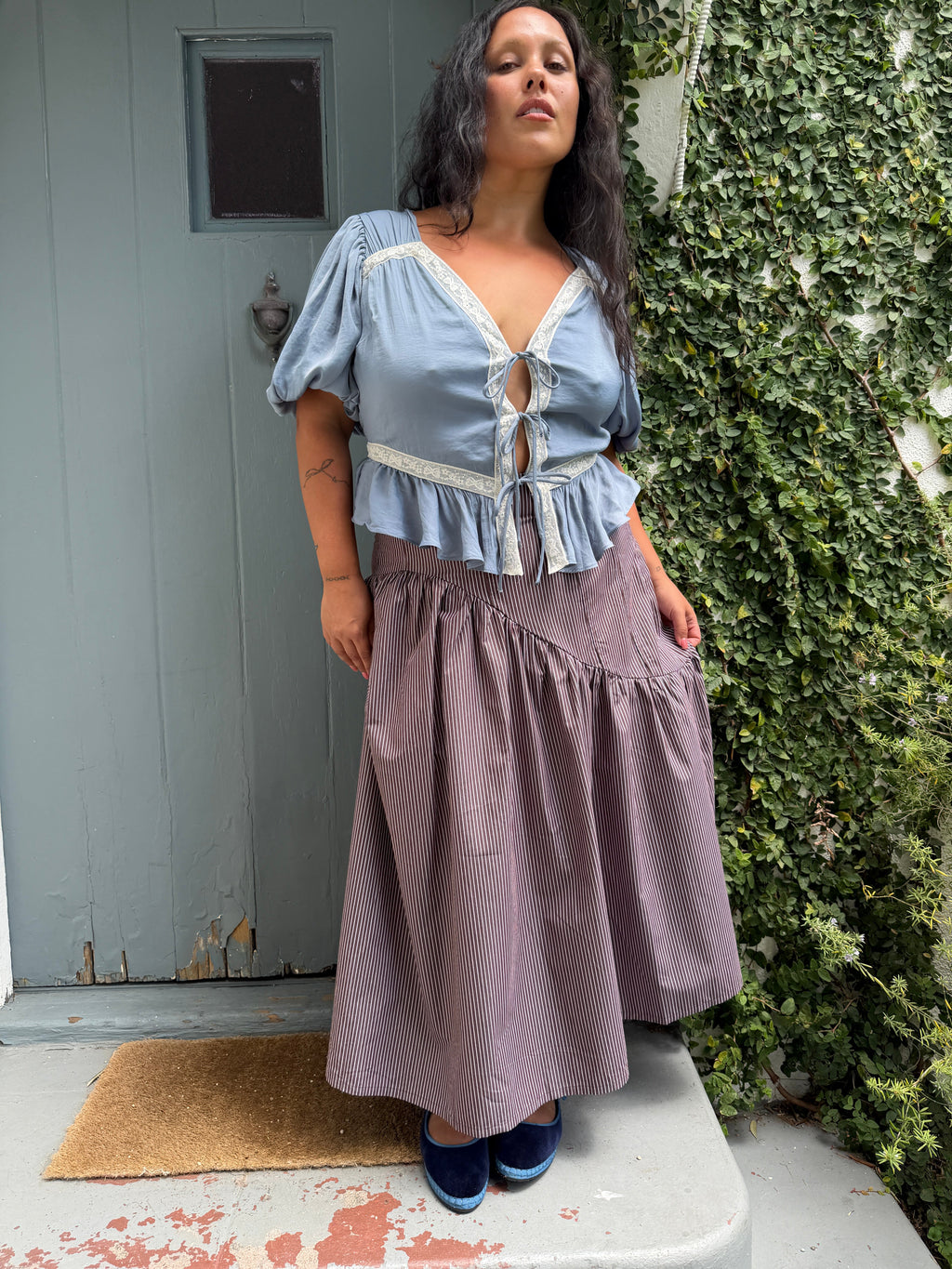 Maeve Midi Skirt - Saddle Stripe - 13