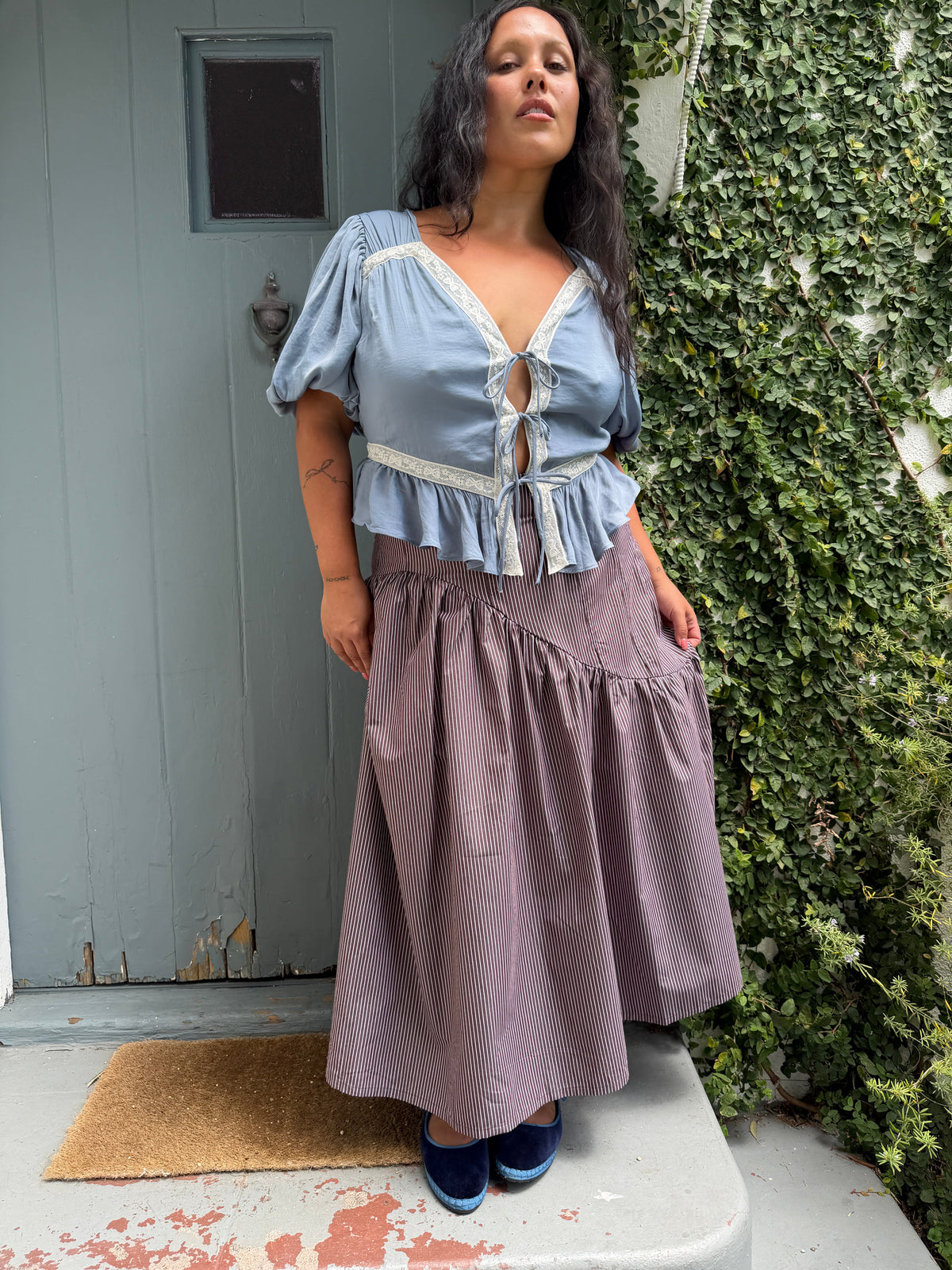 Maeve Midi Skirt - Saddle Stripe - 13