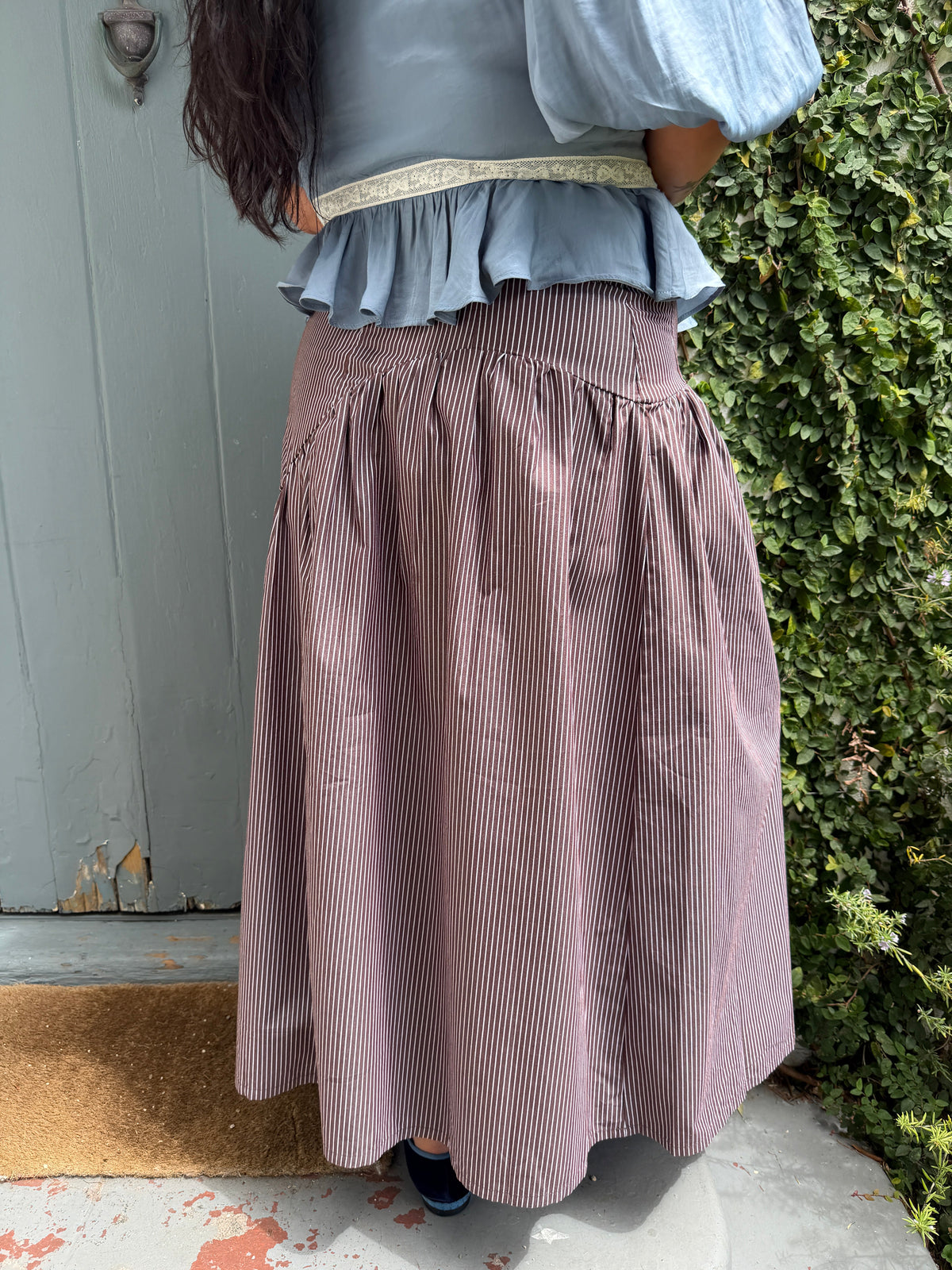 Maeve Midi Skirt - Saddle Stripe - 14
