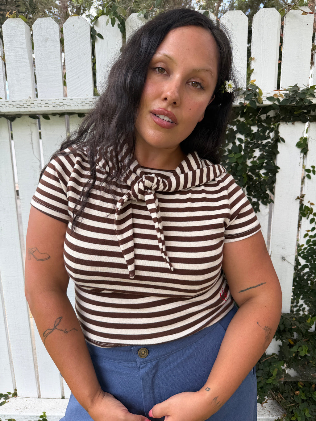 Jude Handkerchief Top - Chocolate Stripe - 12