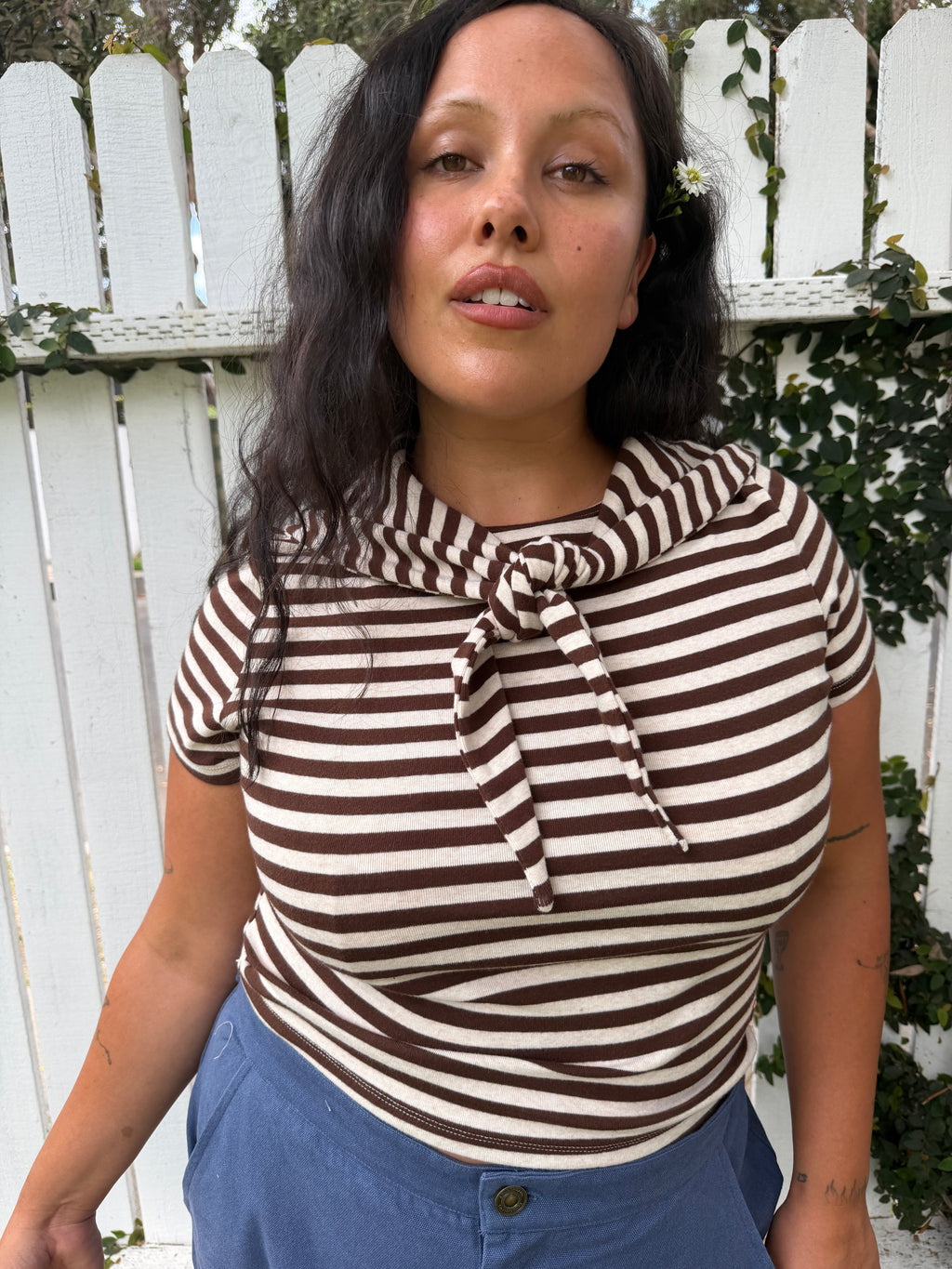 Jude Handkerchief Top - Chocolate Stripe - 13