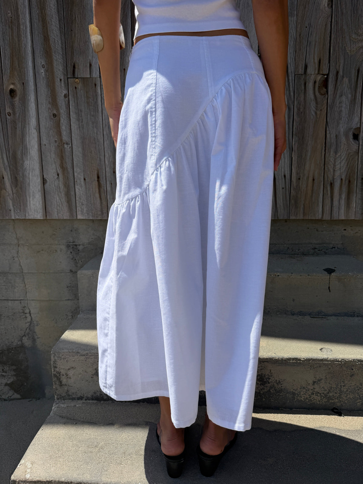 Maeve Midi Skirt - White Linen - 6