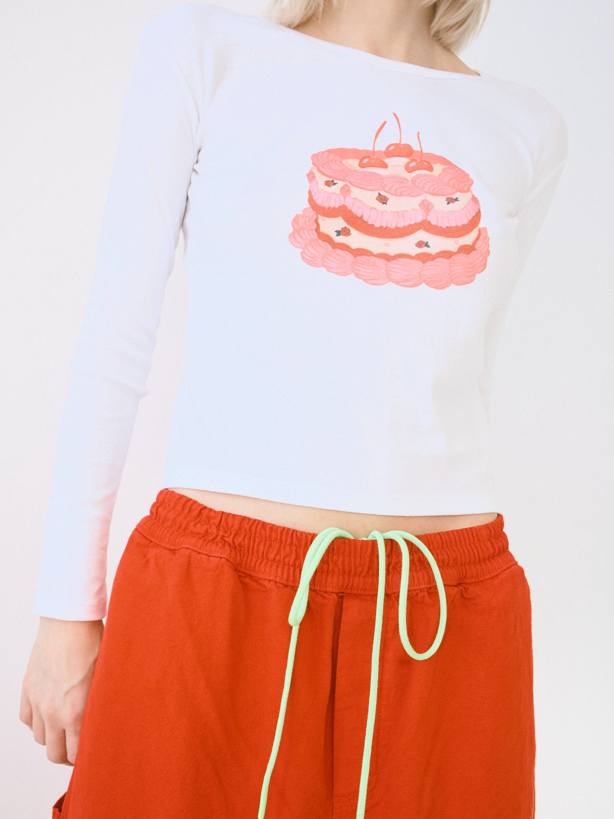 Dana Long Sleeve Tee - White/Cake - 1