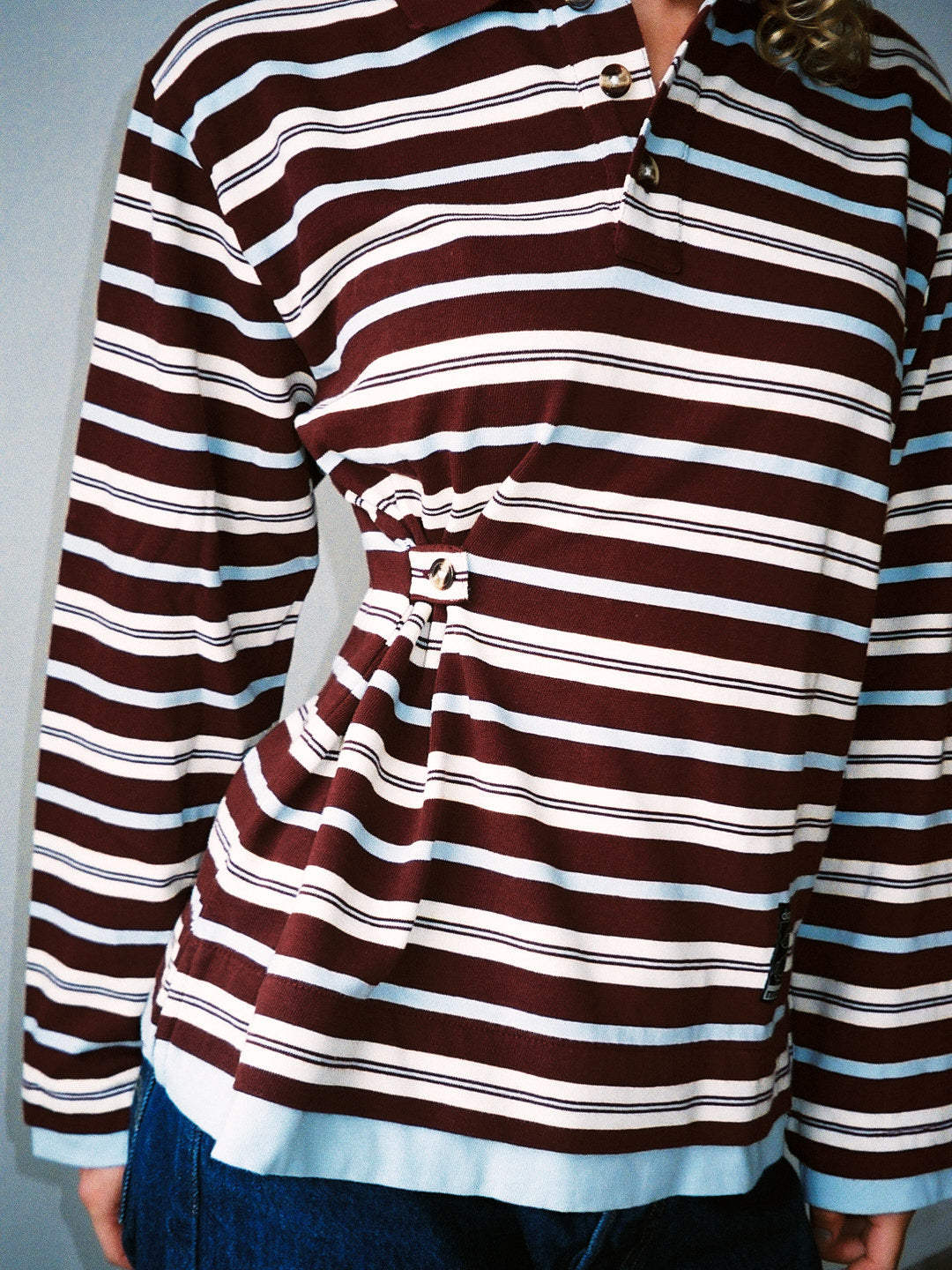 Noah Cinch Layered Rugby Polo - Chocolate Stripe - 2