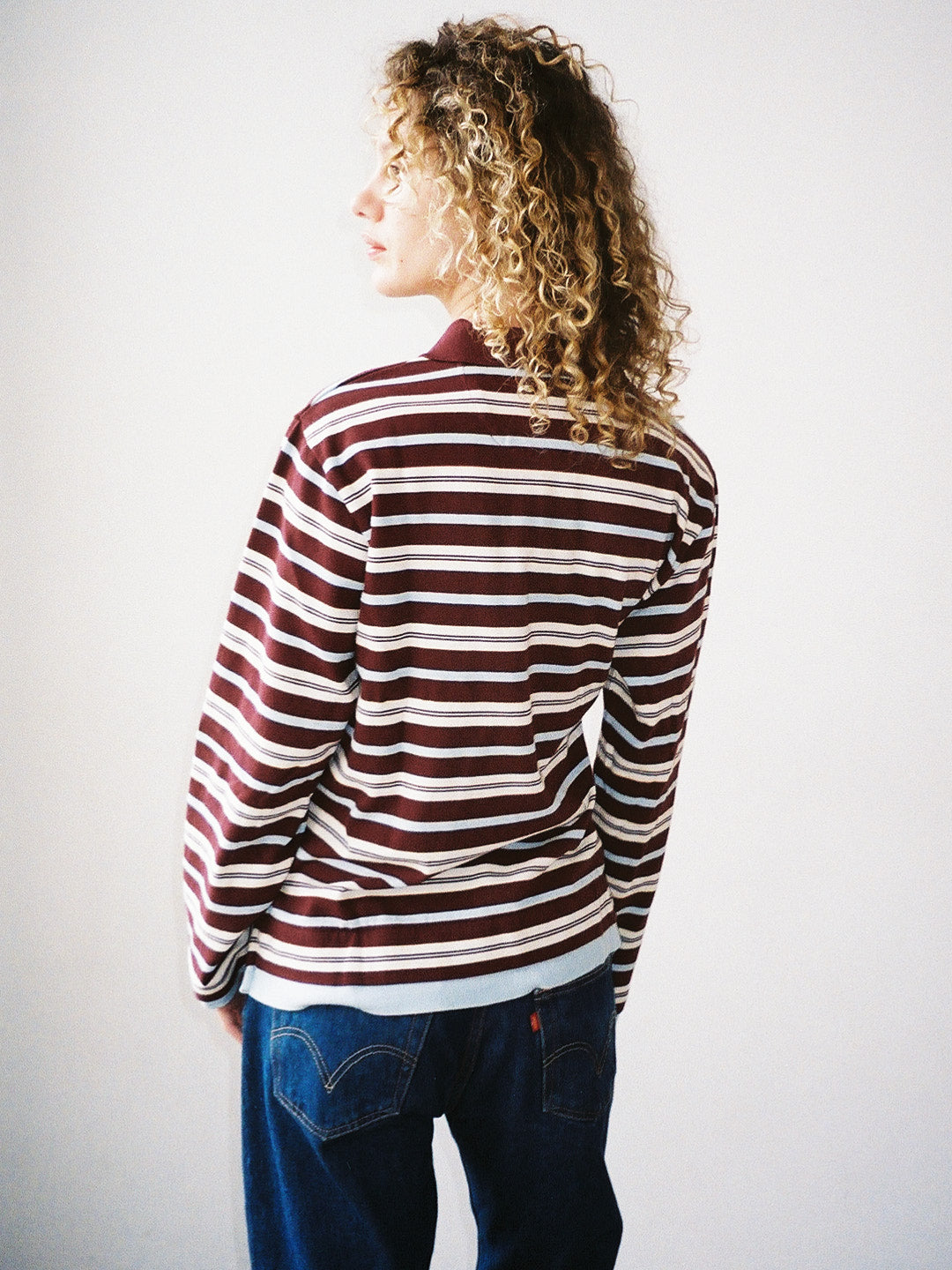 Noah Cinch Layered Rugby Polo - Chocolate Stripe - 4