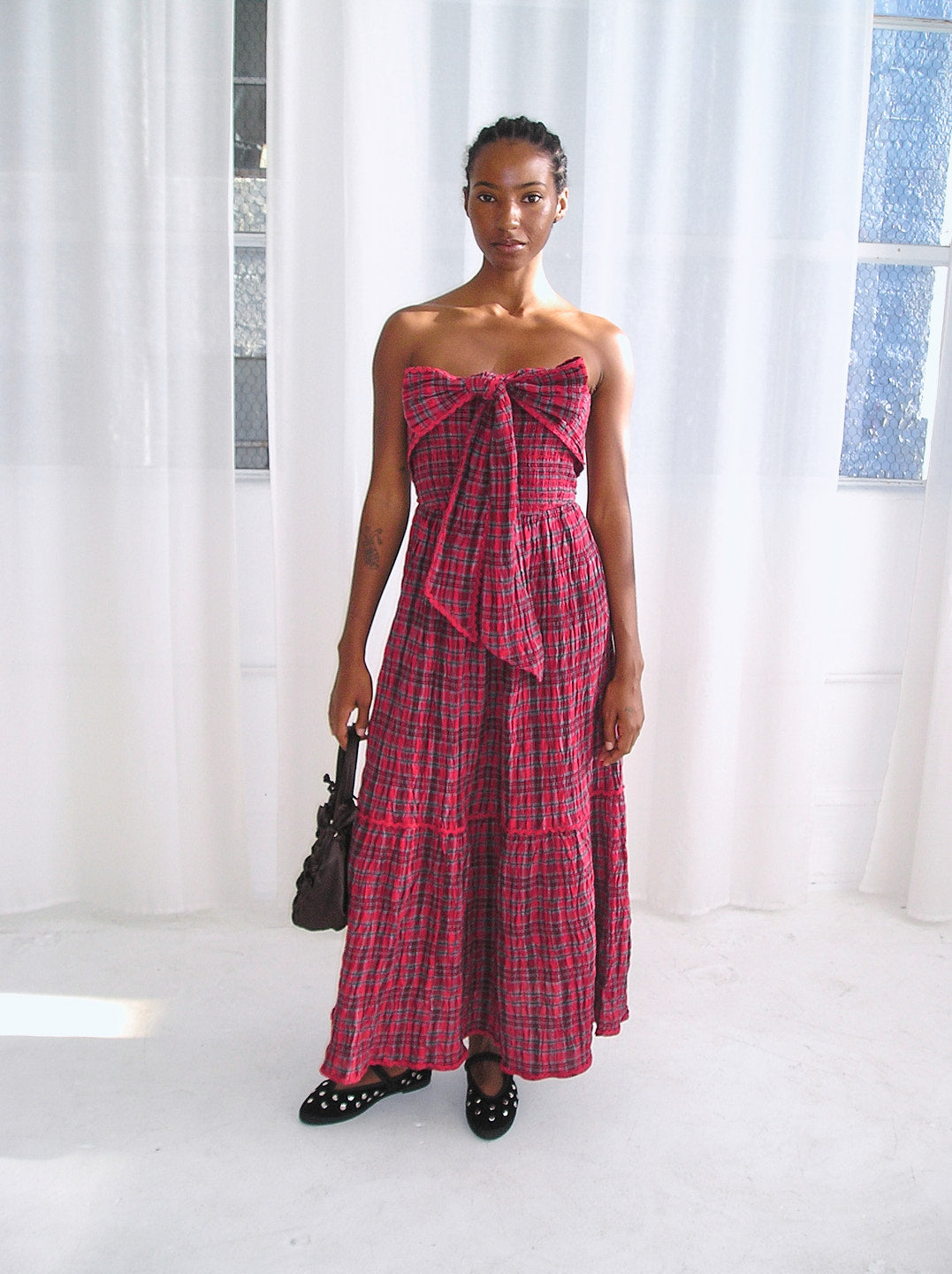 Mia Midi Dress - Red Check - 1