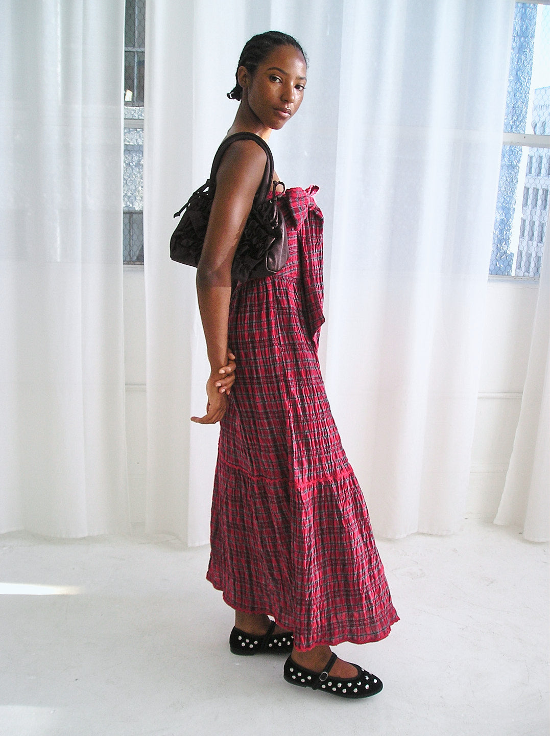 Mia Midi Dress - Red Check - 4