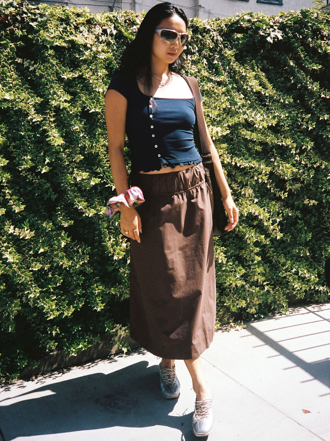 Caspia Volume Midi Skirt - Chocolate - 3