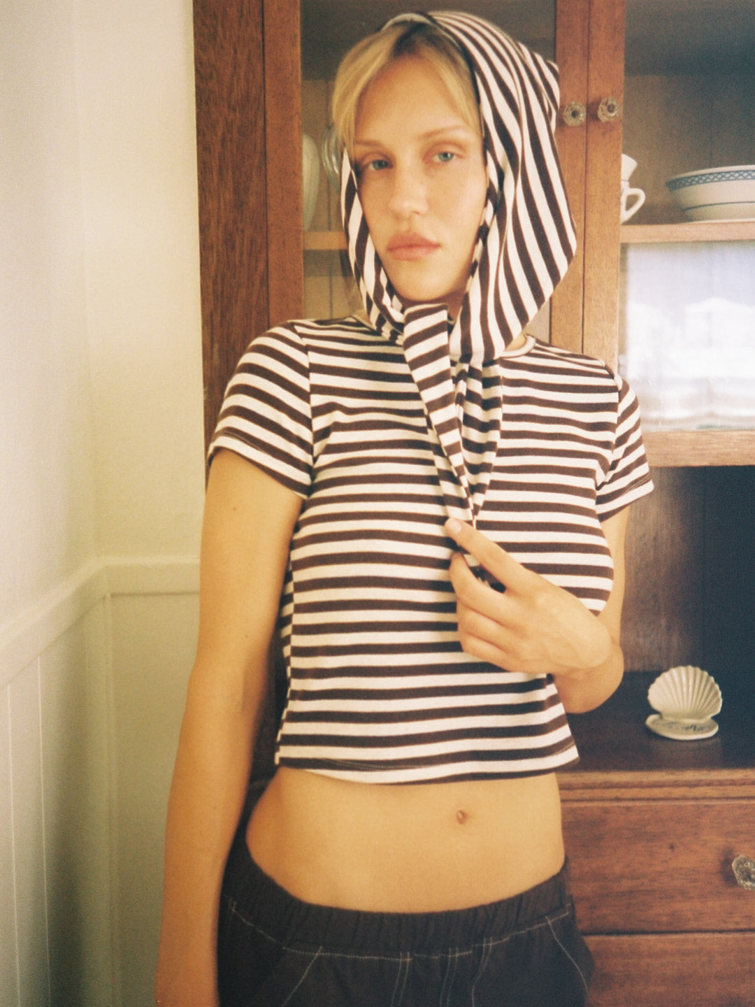 Jude Handkerchief Top - Chocolate Stripe - 3