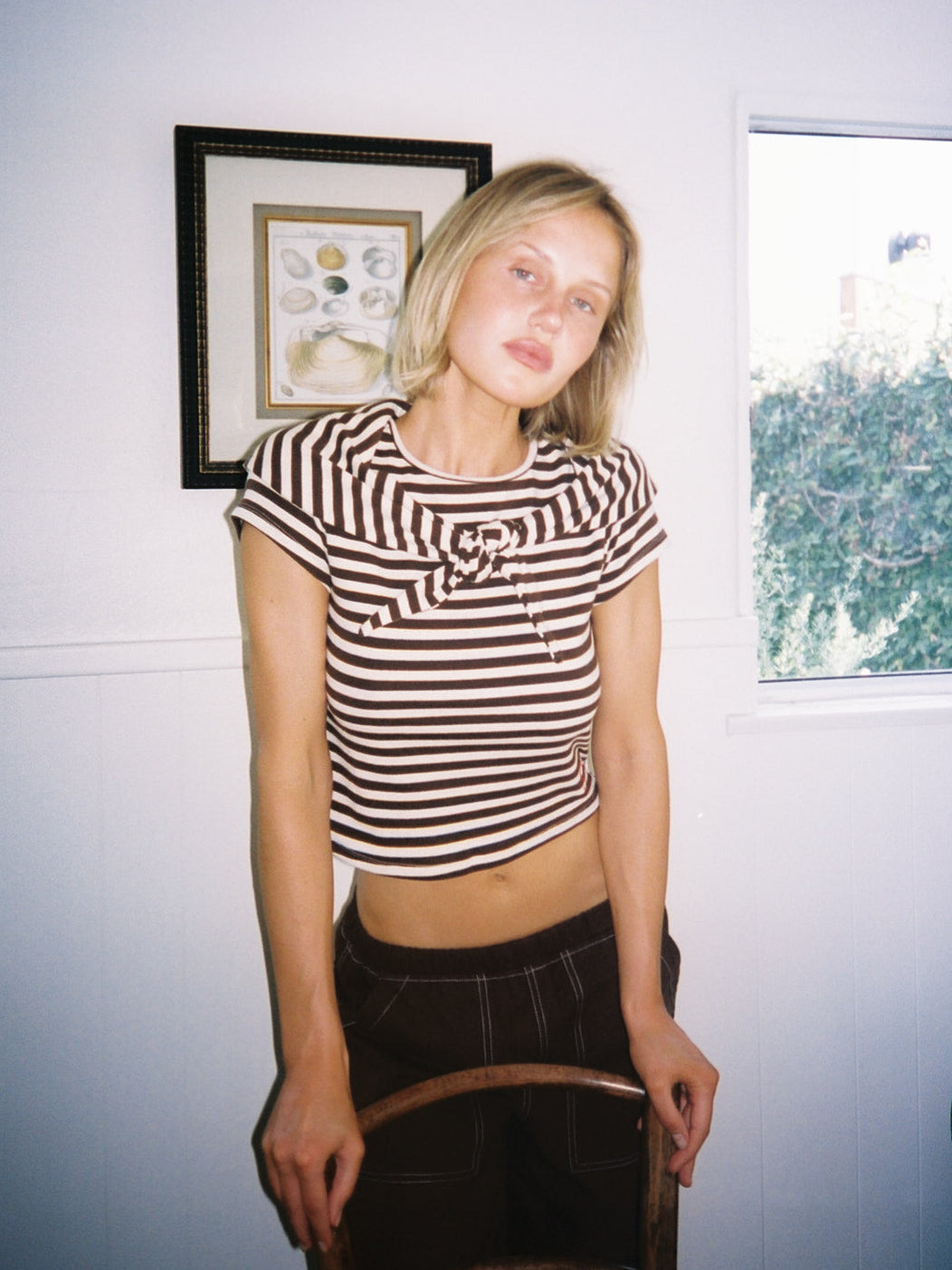 Jude Handkerchief Top - Chocolate Stripe - 2