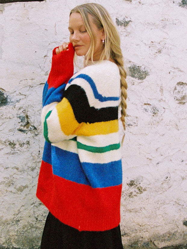 Louise Mockneck Sweater - Primary Stripe - 4