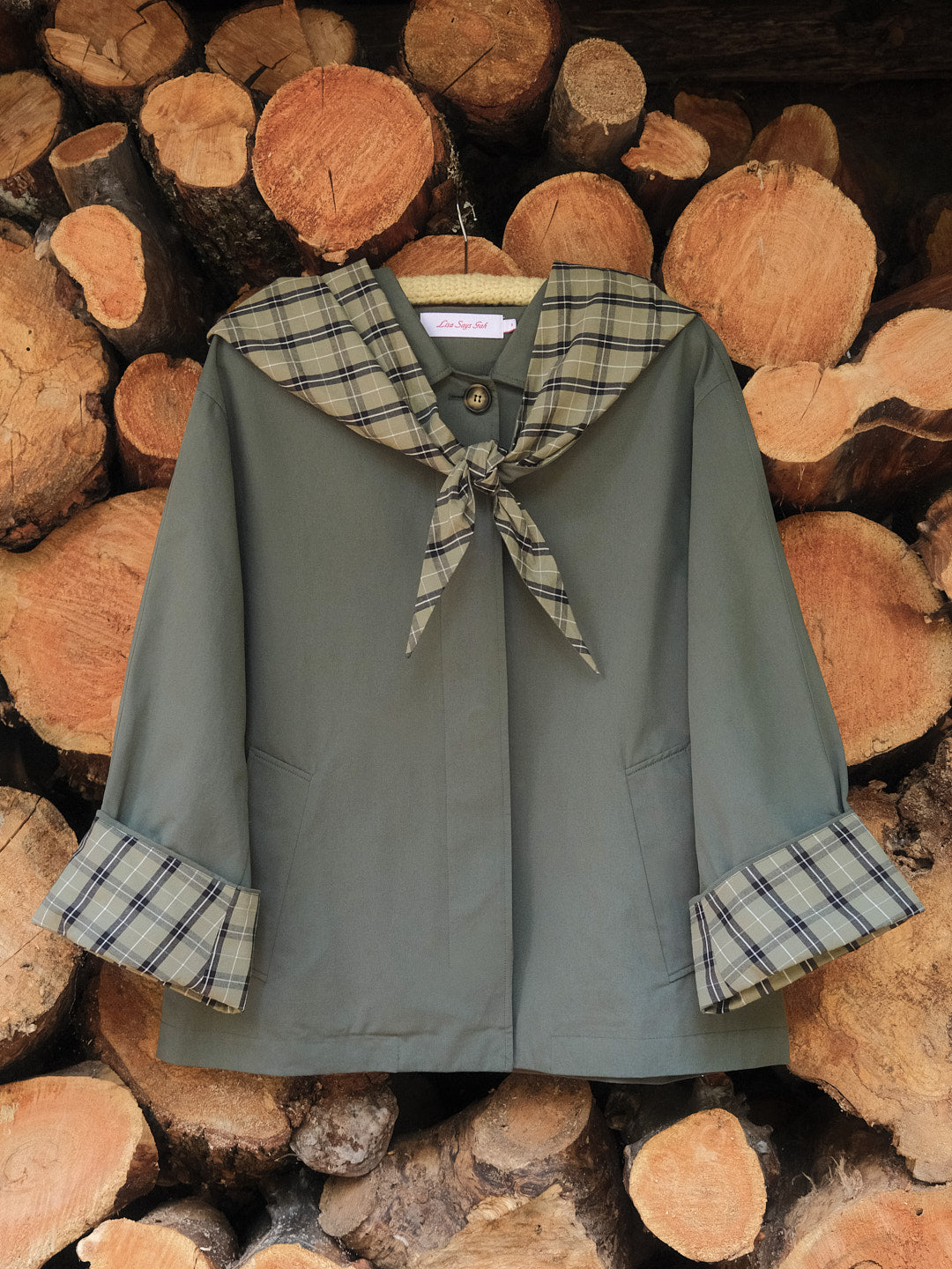 Olson Cropped Trench - Moss Plaid - 4