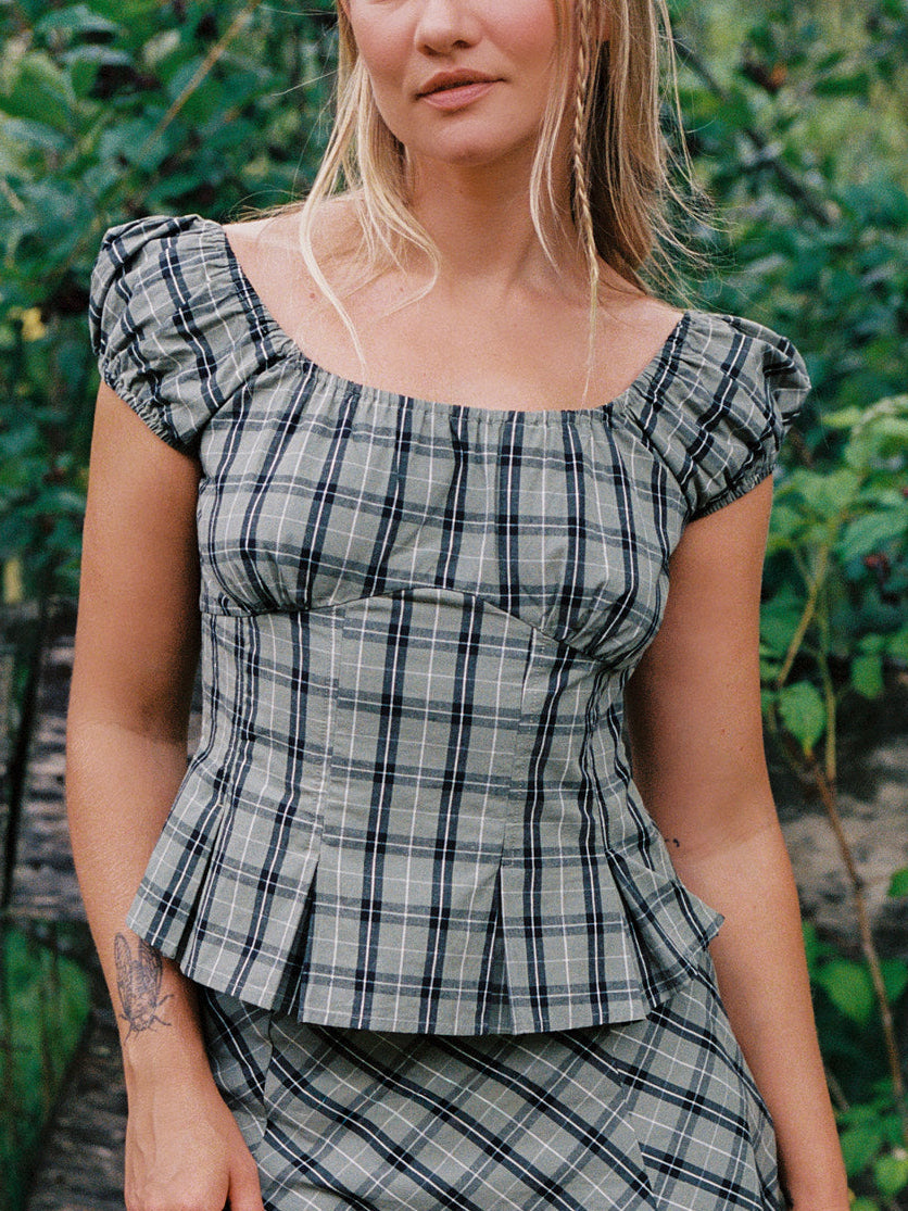 Pat Top - Moss Plaid - 2
