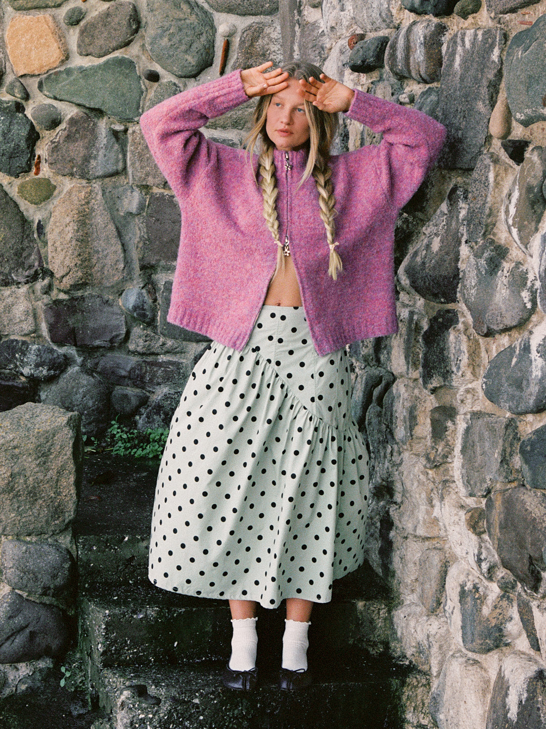 Maeve Midi Skirt - Mint Chip Dot - 3