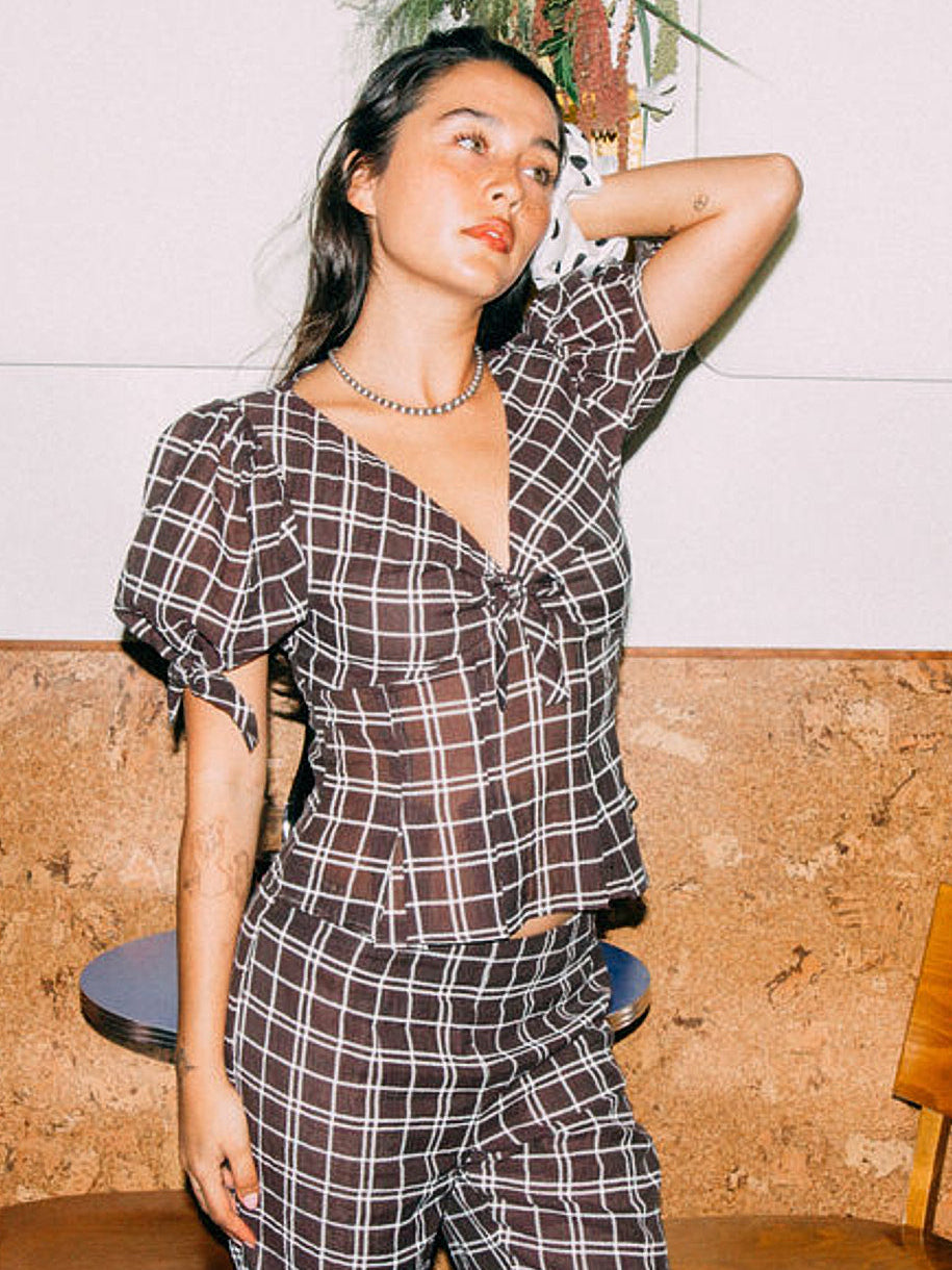 Ariel Top - Espresso Plaid - 5