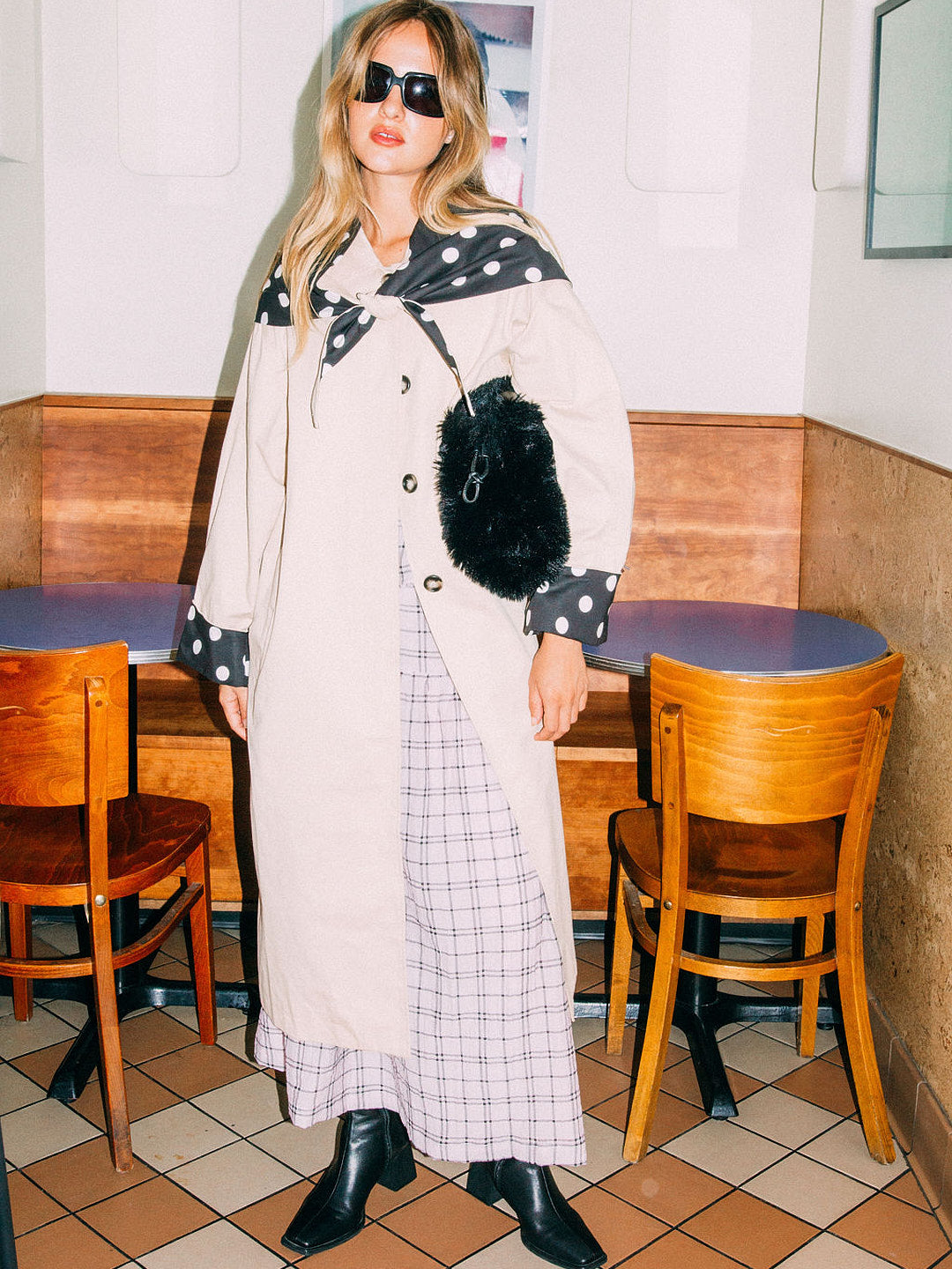Olson Trench - Black/White Dot - 6