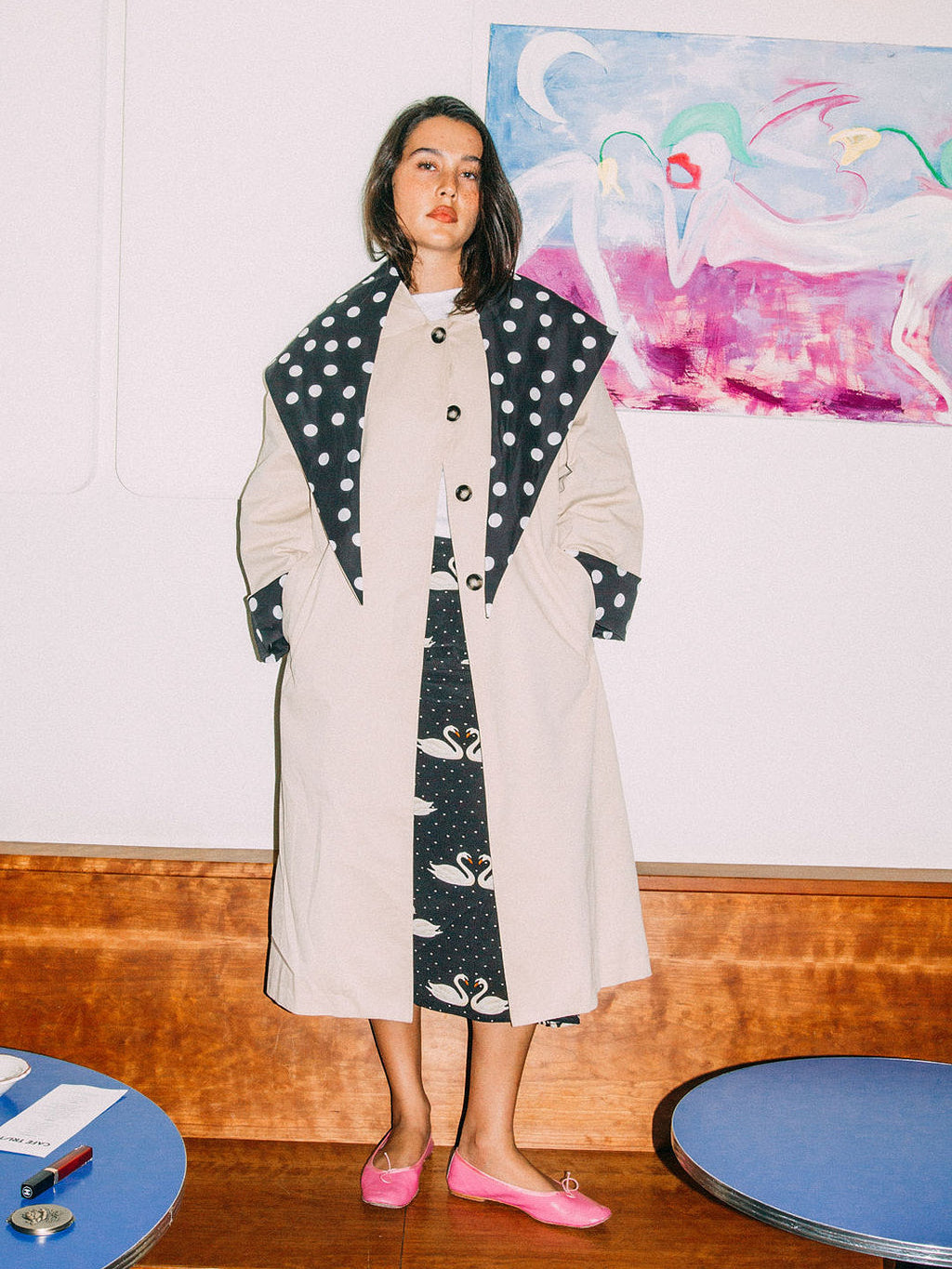 Olson Trench - Black/White Dot - 2