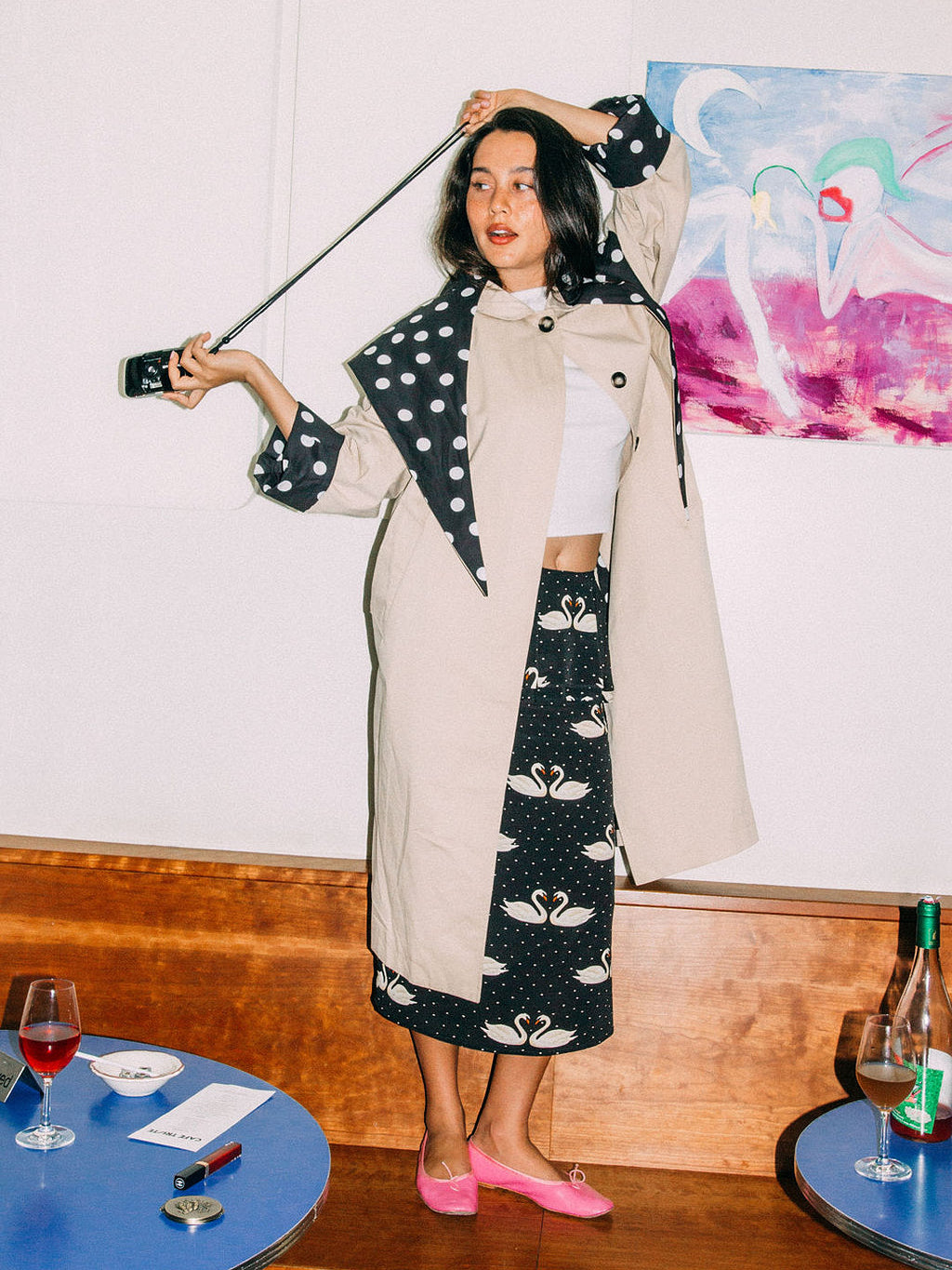 Olson Trench - Black/White Dot - 4