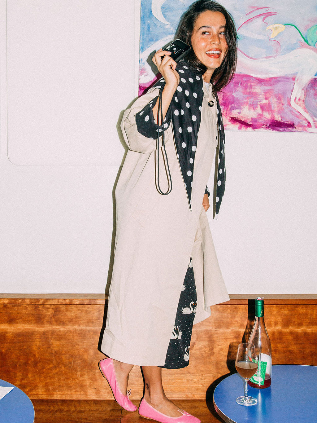 Olson Trench - Black/White Dot - 3