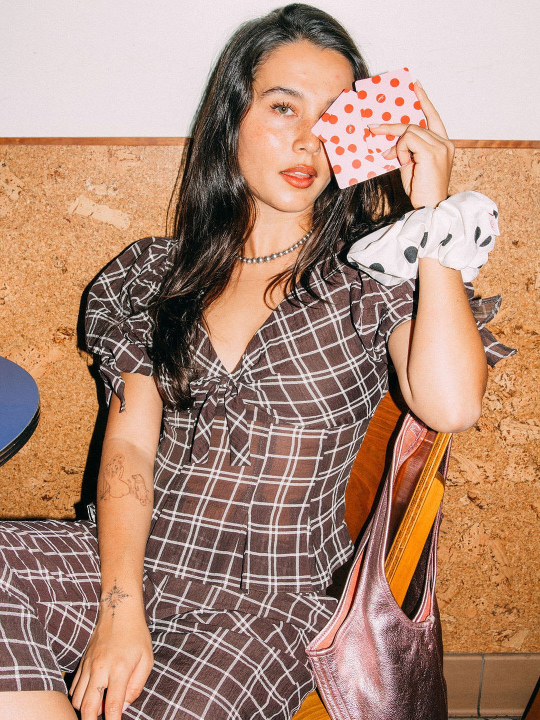 Scrunchie - White Dot - 6