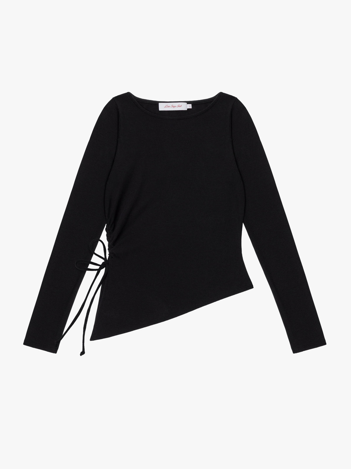 Emma Long Sleeve Top - Black Rib - 1