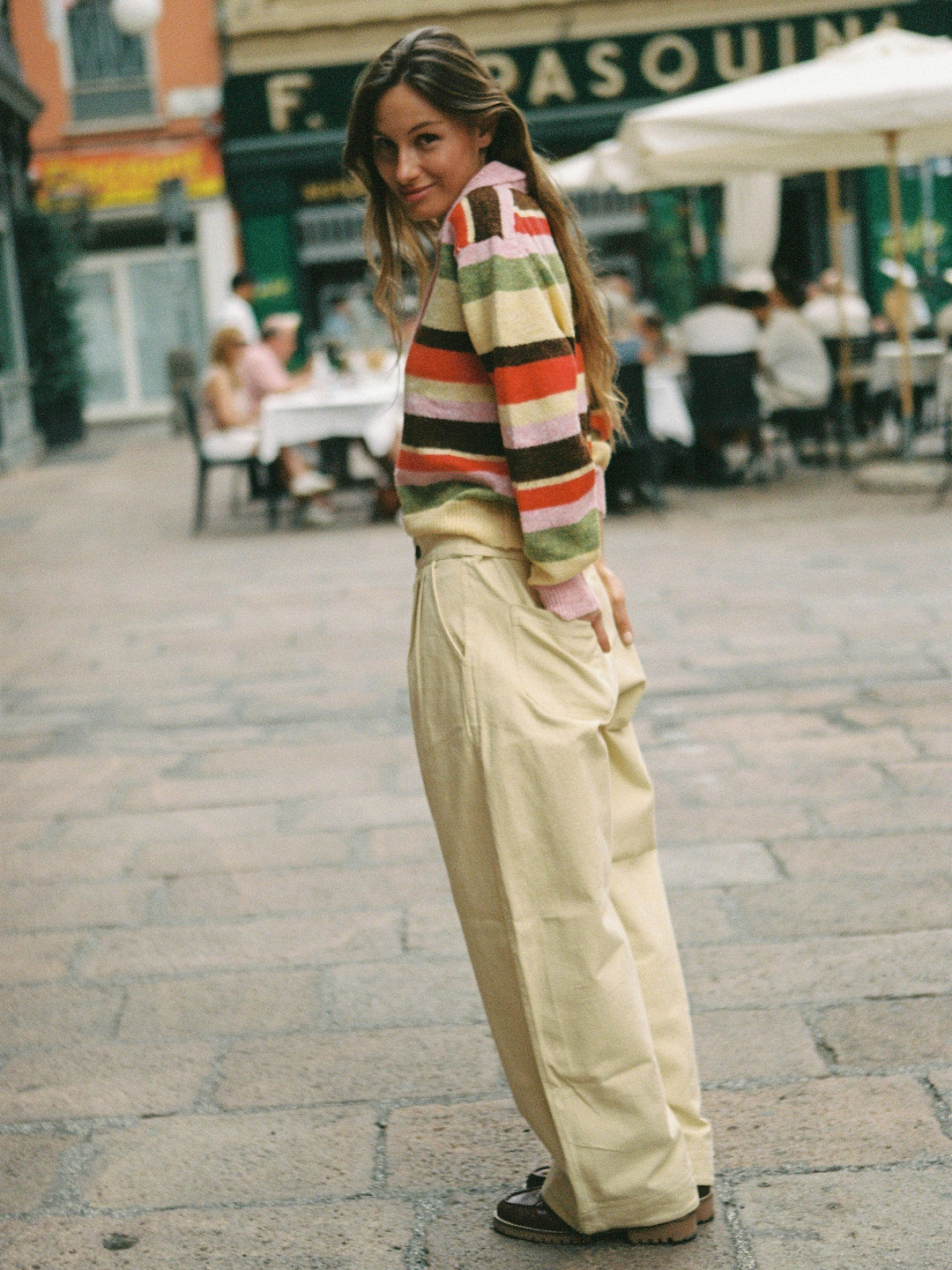 Alaia Polo Sweater - Pink Stripe - 4