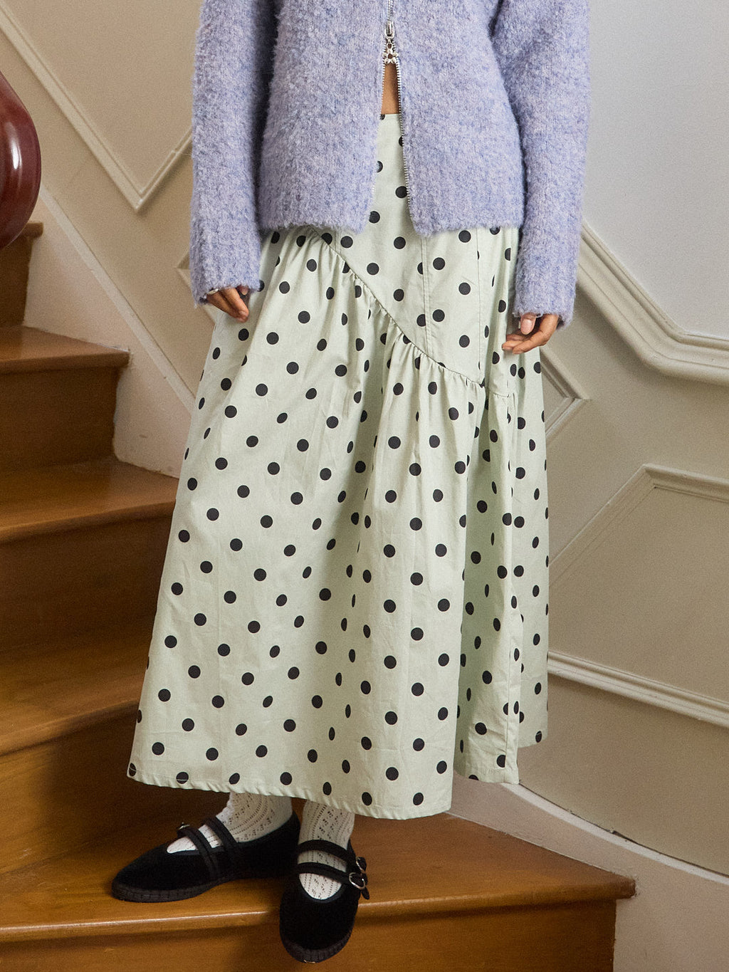 Maeve Midi Skirt - Mint Chip Dot - 8