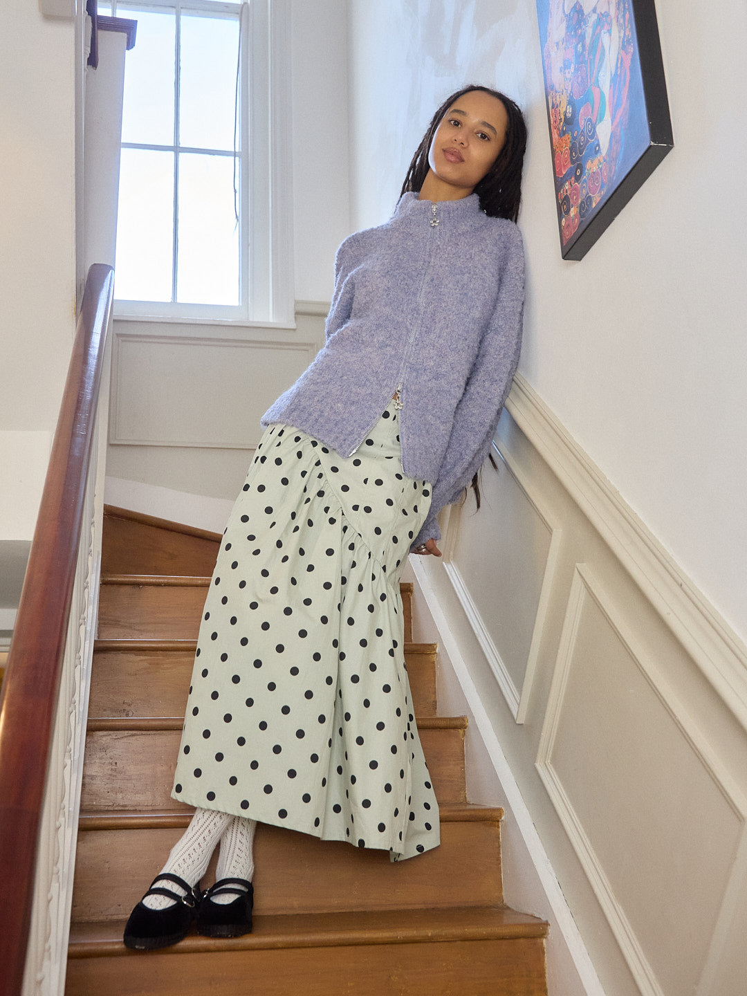 Maeve Midi Skirt - Mint Chip Dot - 10