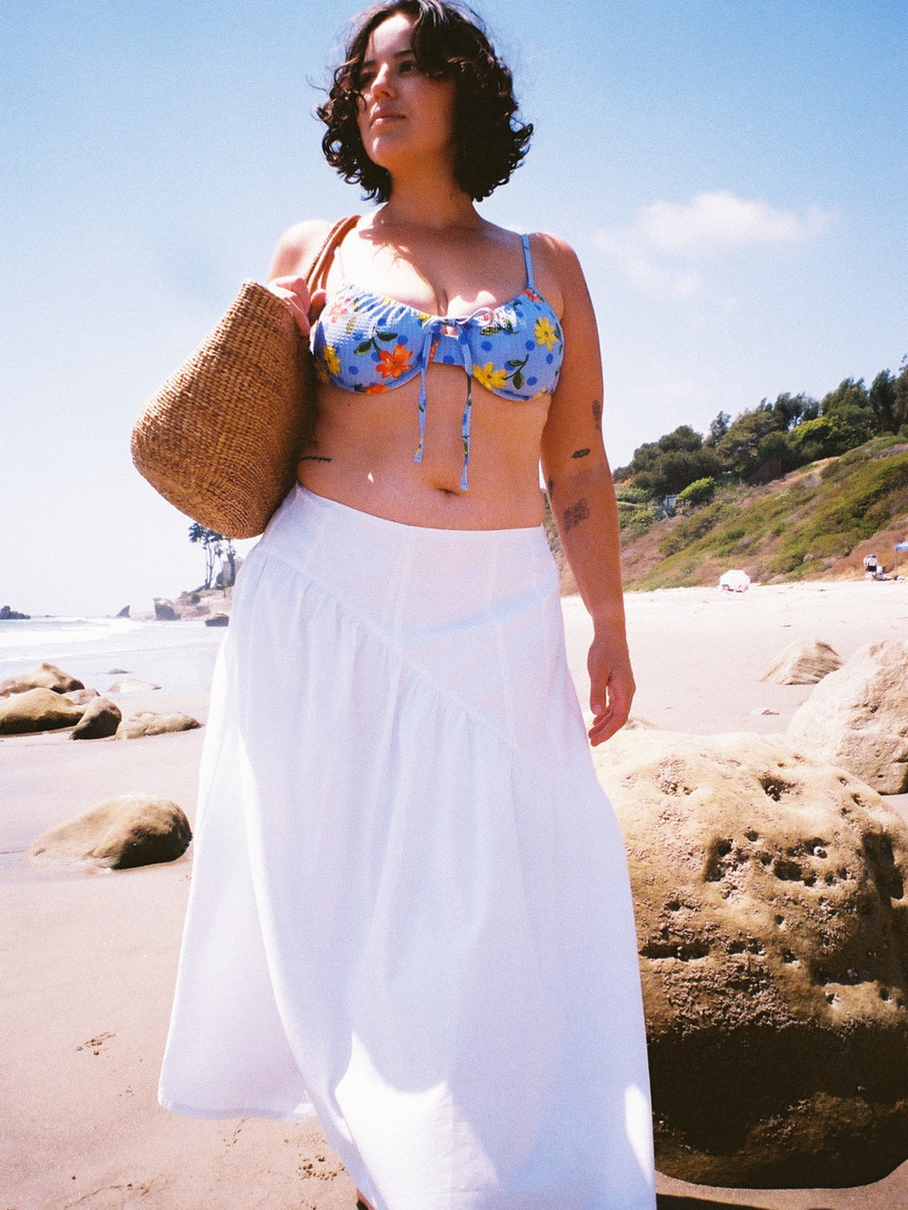 Maeve Midi Skirt - White Linen - 8
