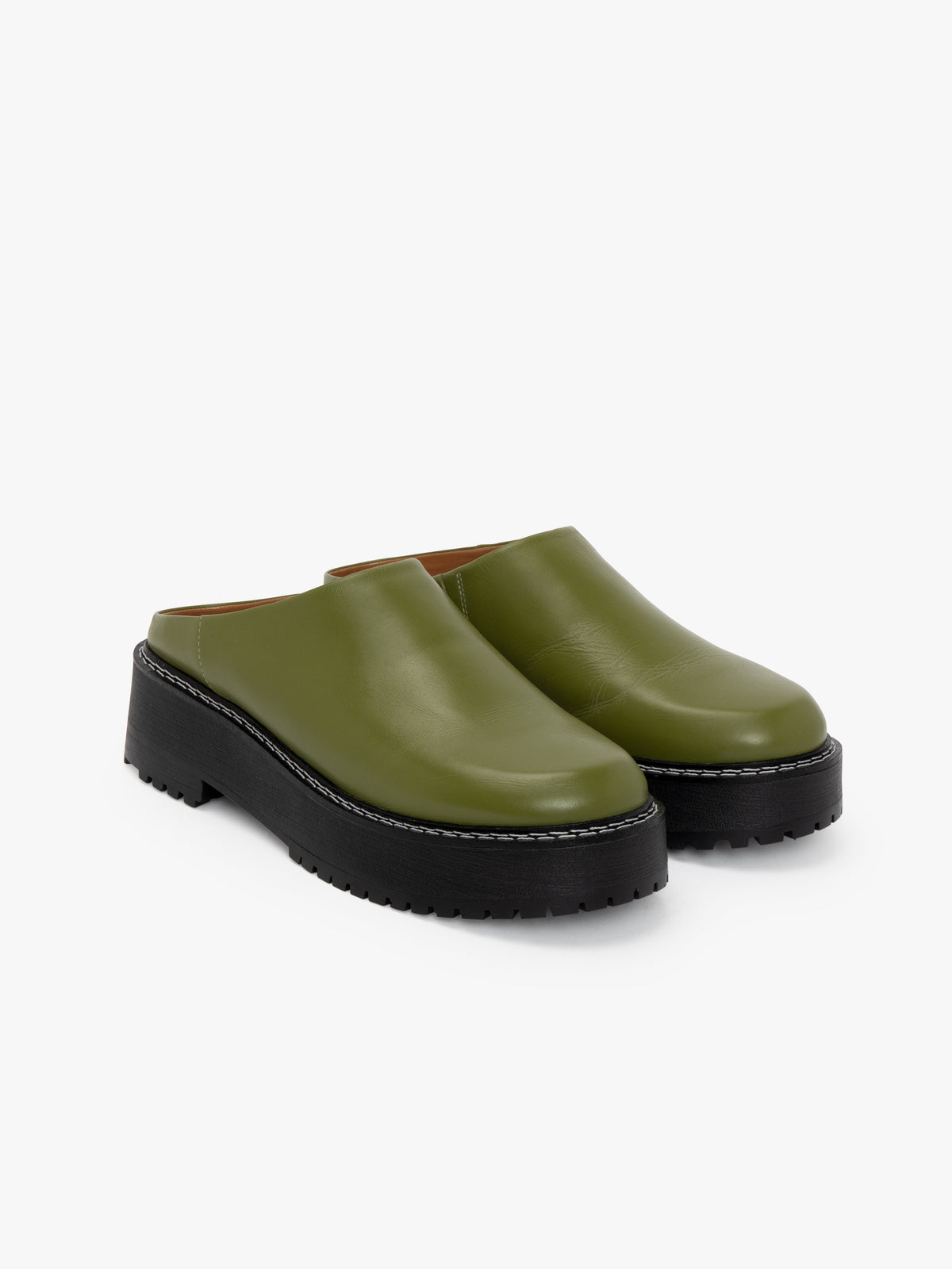 Lena Chunky Mule - Olive - 1