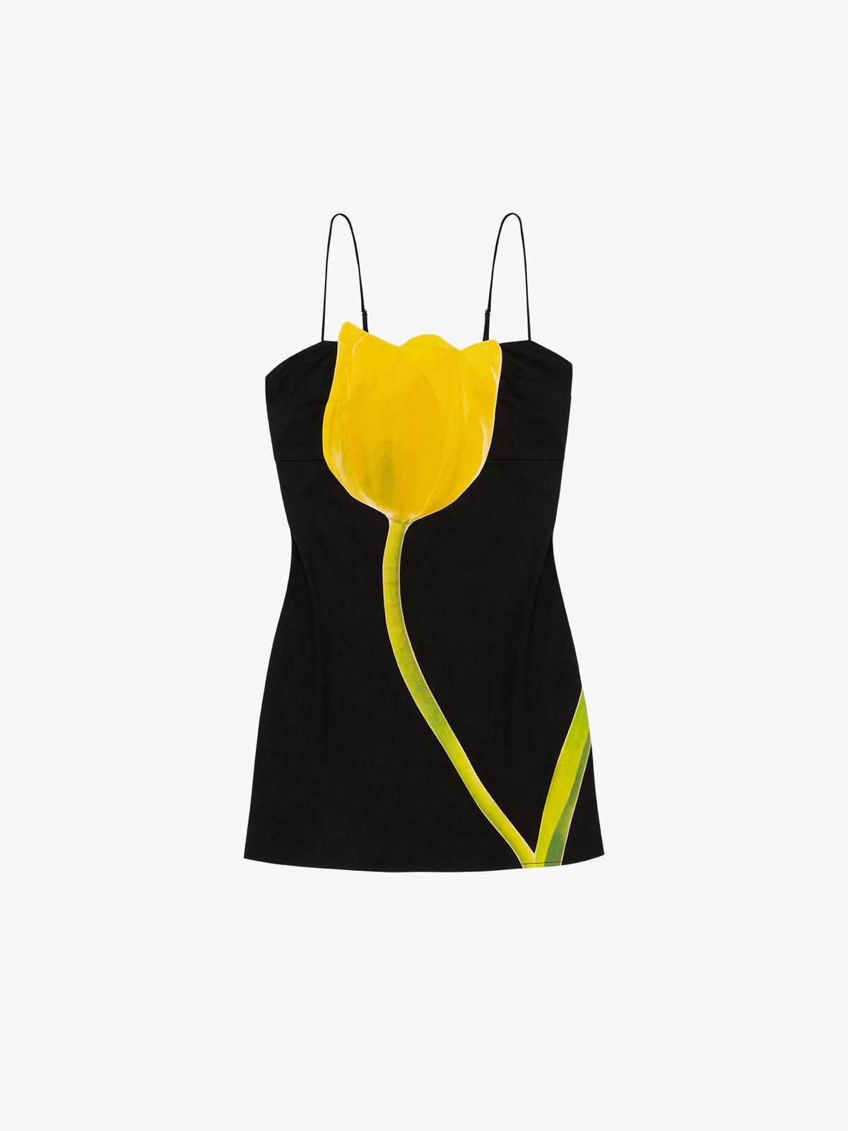 Tulip Appliqué Dress - Black - 2